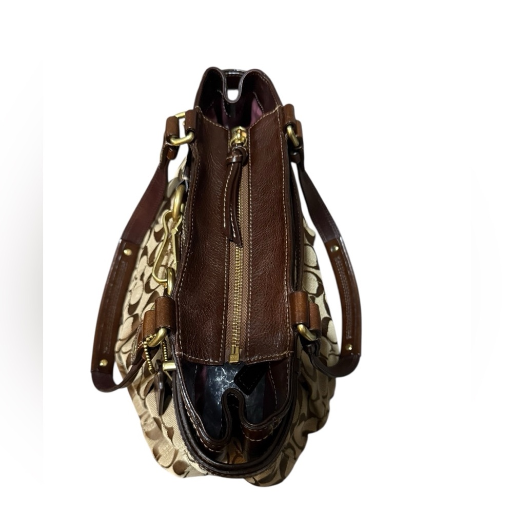 Coach Hampton Chocolate Brown Leather Carryall Tote Bag Purse - Picture 11 of 13